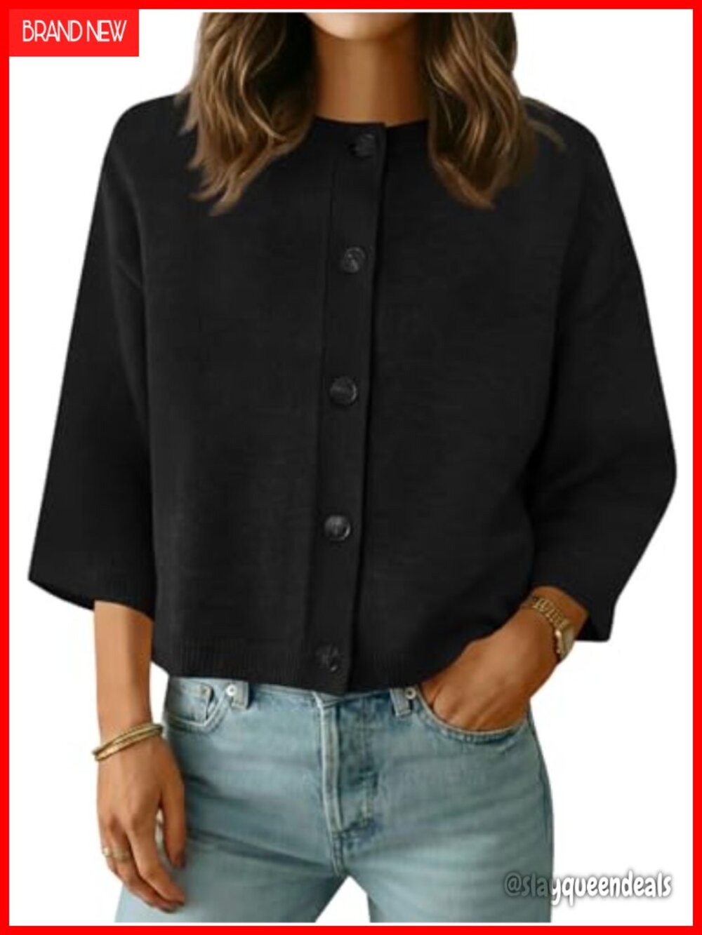 Saodimallsu Womens Short Sleeve Cardigan Button Down Knit Top
